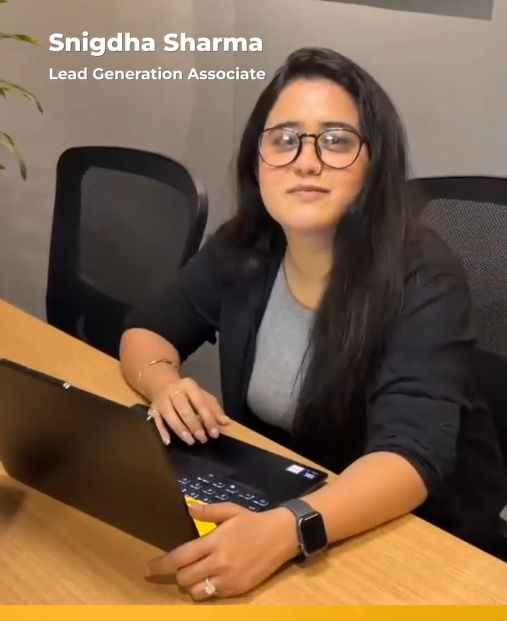 Lead Generation Associate at her desk